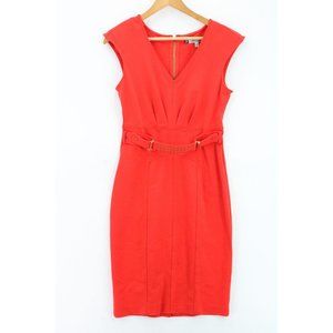 Jennifer Lopez Womens Dress Hot Pink Sleeveless Back Zip V Neck Lined Size 4